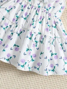 Đầm em bé Xù Nút Viên lá sen Hoa - trắng - Xem 6