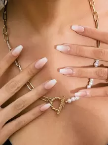 Express Your Love With 24pcs Long Coffin Fake Nail & 1pc Nail File & 1sheet Tape Express Your Love With 24pcs Long Coffin Fake Nail & 1pc Nail File & 1sheet Tape Press On Nails Nail Supplies - Multicolor - View 1