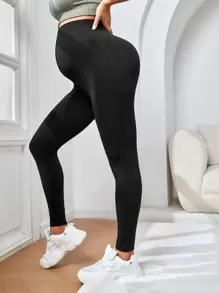 SHEIN Maternity Belly Support Leggings - Black - View 1