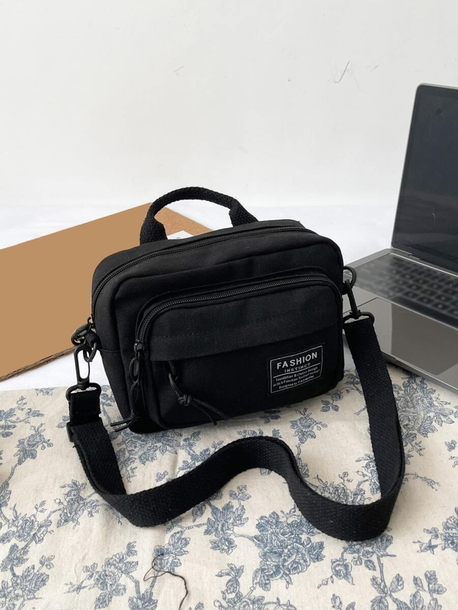 Túi đeo chéo Nữ Lá thư Có thể điều chỉnh được Tay cầm Top Mát mẻ - màu đen - Xem 1