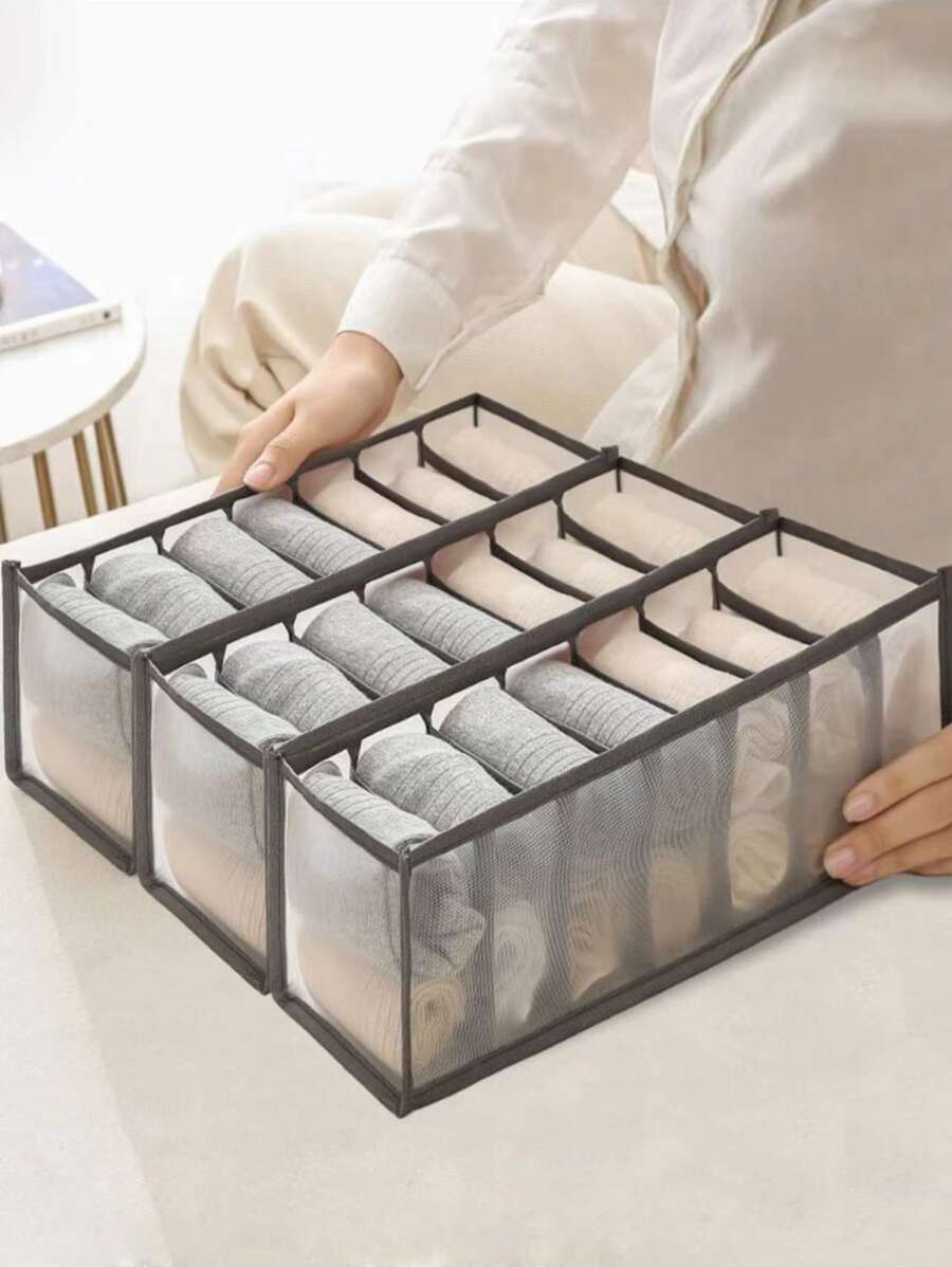 1 hộp đựng tất có màu tương phản - Xám - Xem 1