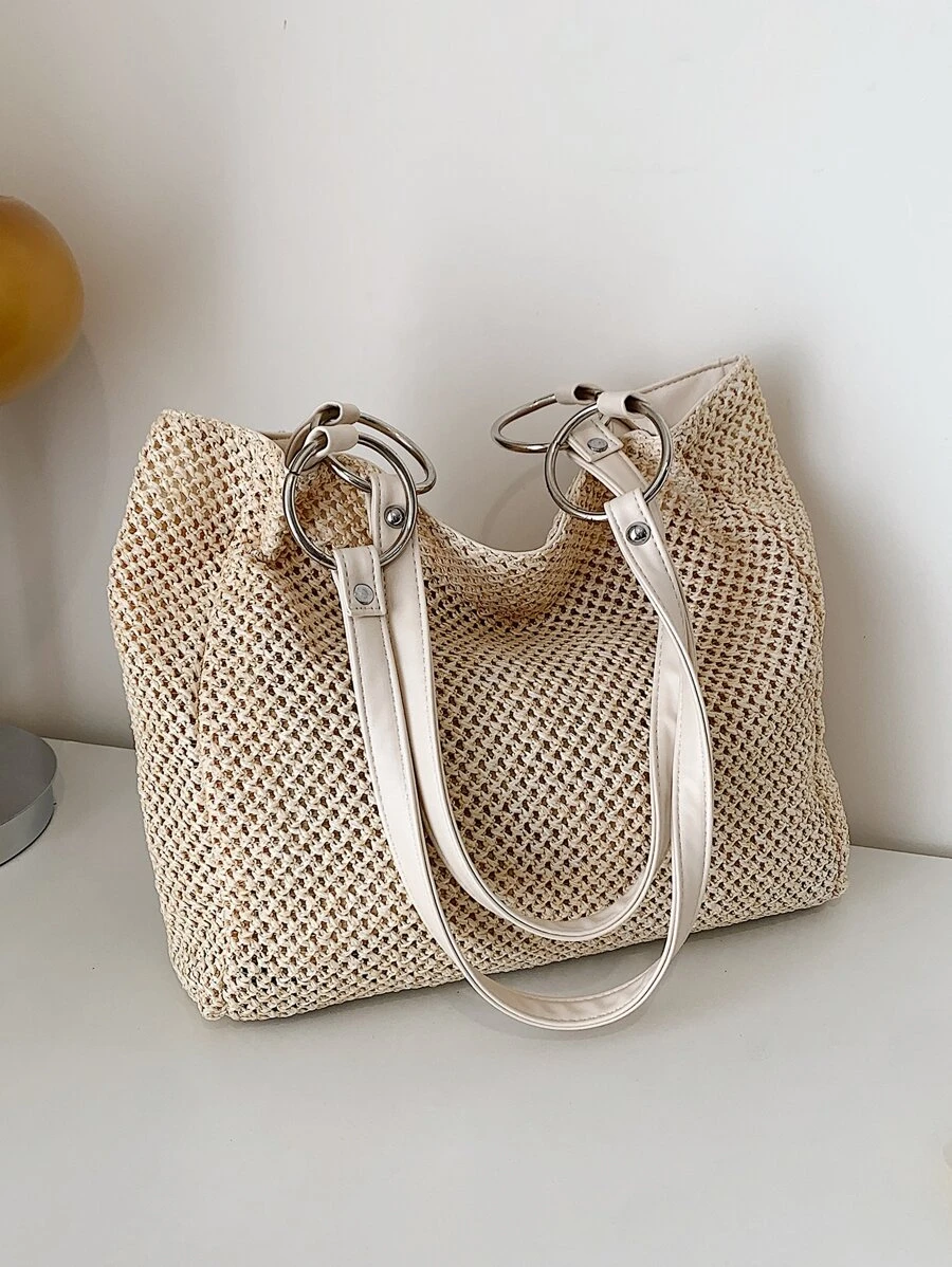 環鏈草編包 - 米色 - 查看 1