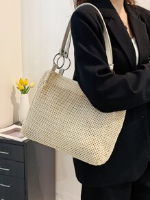 環鏈草編包 - 米色 - 查看 2