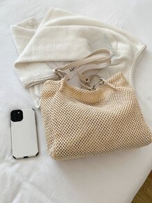 環鏈草編包 - 米色 - 查看 5