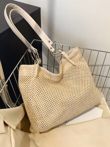 環鏈草編包 - 米色 - 查看 6