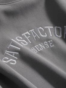 DAZY Letter Embroidery Drop Shoulder Sweatshirt Without Blouse - Grey - View 3