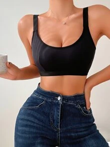 Solid Criss Cross Back Bralet - Black - View 5