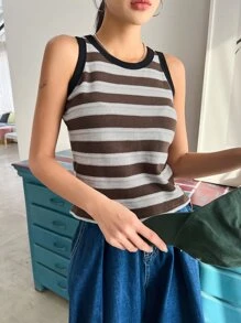 DAZY Top tank de rayas unido en contraste - Multicolor - Ver 3