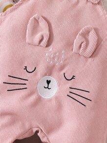 嬰兒卡通圖案T恤和3D耳朵設計背帶 - 彩色 - 查看 4