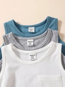 3 Stücke Tanktop mit aufgesetzten Taschen für Babys