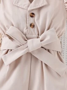 嬰兒荷葉袖西裝領襯衫連體短褲