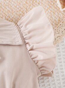 嬰兒荷葉袖西裝領襯衫連體短褲