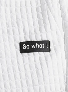 Manfinity VCAY 男士字母補丁細節腰部抽繩短褲 - 白色 - 查看 4