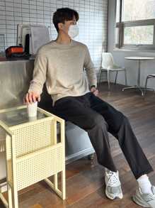 DAZY Men Solid Slant Pocket Trousers - Black - View 1