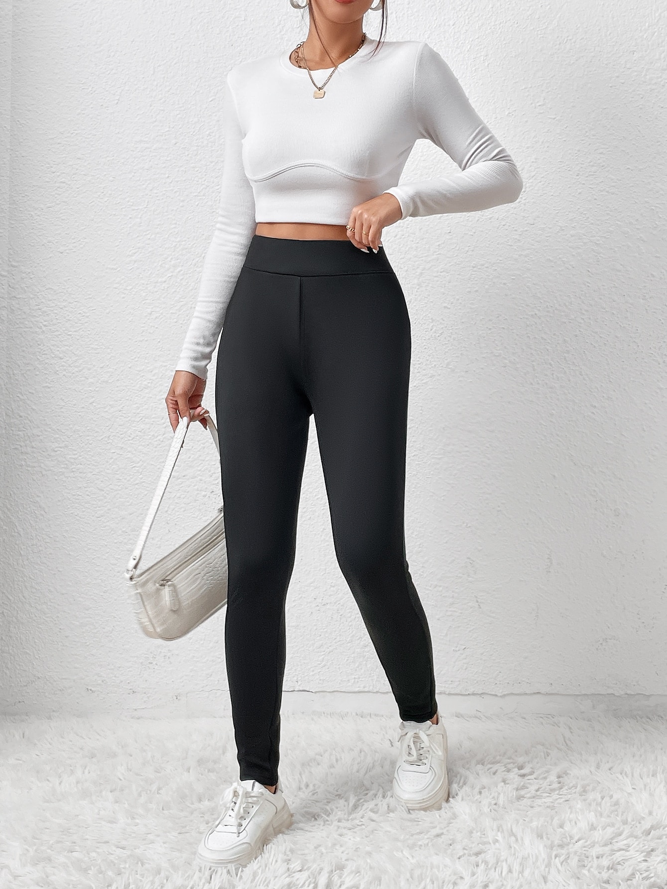 SHEIN EZwear Solid Wideband Waist Leggings | SHEIN UK