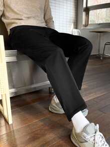 DAZY Men Solid Slant Pocket Trousers - Black - View 3