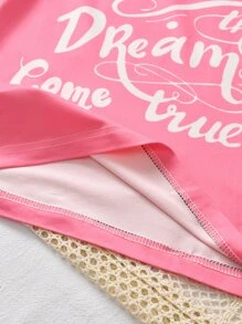 Girls Slogan Graphic Ruffle Trim Tee & Tie Dye Flare Leg Trousers - Multicolor - View 7