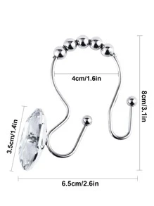 12pcs Bead Decor Shower Curtain Hook - Silver - View 3