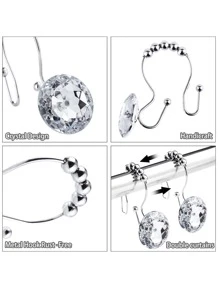 12pcs Bead Decor Shower Curtain Hook - Silver - View 4