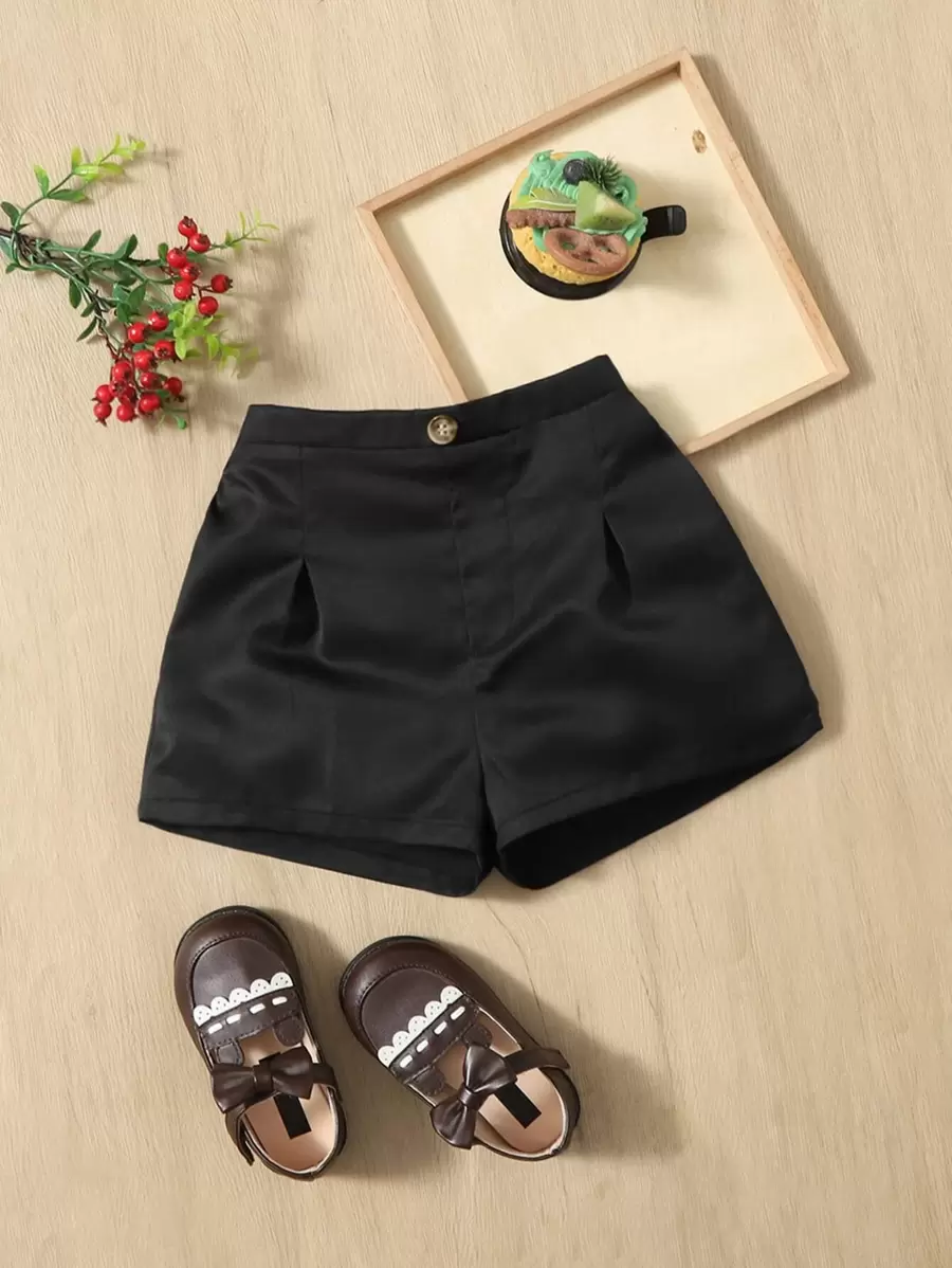 SHEIN Baby Girl Fold Pleated Detail Shorts