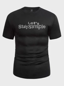 Manfinity Men Slogan Graphic Tee - Black - View 1