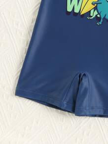 Baby Boy Cartoon Graphic One Piece Swimsuit With Swim Cap - Multicolor - View 3