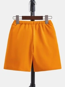 SHEIN Toddler Boys Coconut Tree Print Drawstring Waist Shorts - Orange - View 2