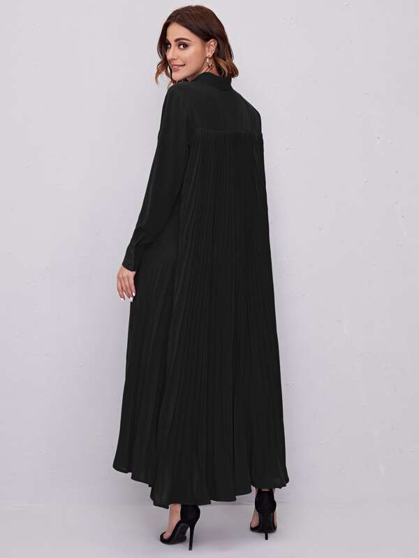 Mulvari Solid Pleated Back Shirt Dress