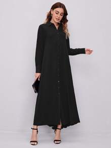 Seusyu 素色百褶後襯衫連衣裙