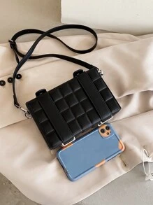 Mini Embossed Detail Box Bag - Black - View 5