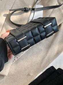 Mini Embossed Detail Box Bag - Black - View 6