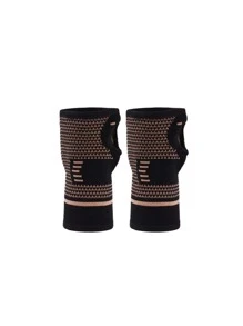 2pcs Striped Pattern Wrist Bracers - Black - View 2