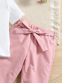 Niñas Pantalones con camiseta tejido de canalé - Multicolor - Ver 5