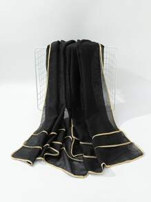 Contrast Binding Scarf - Black - View 1