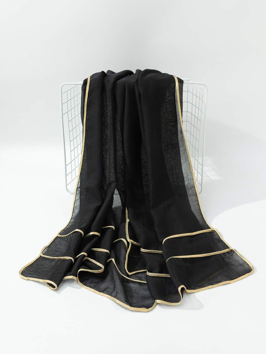 Contrast Binding Scarf - Black - View 1