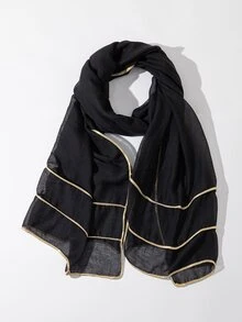 Contrast Binding Scarf - Black - View 2