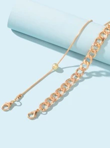 2件套串珠脚链，适合日常佩戴 - 金黃色 - 查看 2