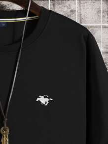 Manfinity Homme Men Horse Embroidery Sweatshirt - Black - View 5