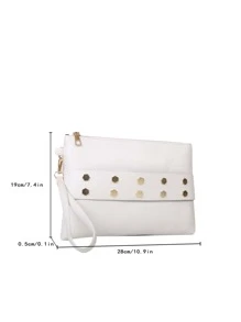 Màu thuần Chi tiết đáng kinh ngạc Túi Vuông Đối với - trắng - Xem 6