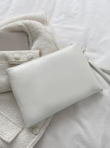 Màu thuần Chi tiết đáng kinh ngạc Túi Vuông Đối với - trắng - Xem 7