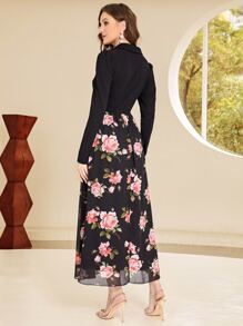 Modelyn Floral Print Double Breasted Chiffon Dress - Multicolor - View 2