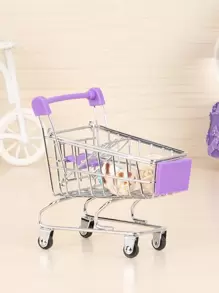 1入組迷你購物車造型裝飾工藝品家居創意鐵藝裝飾品 - 彩色 - 查看 1