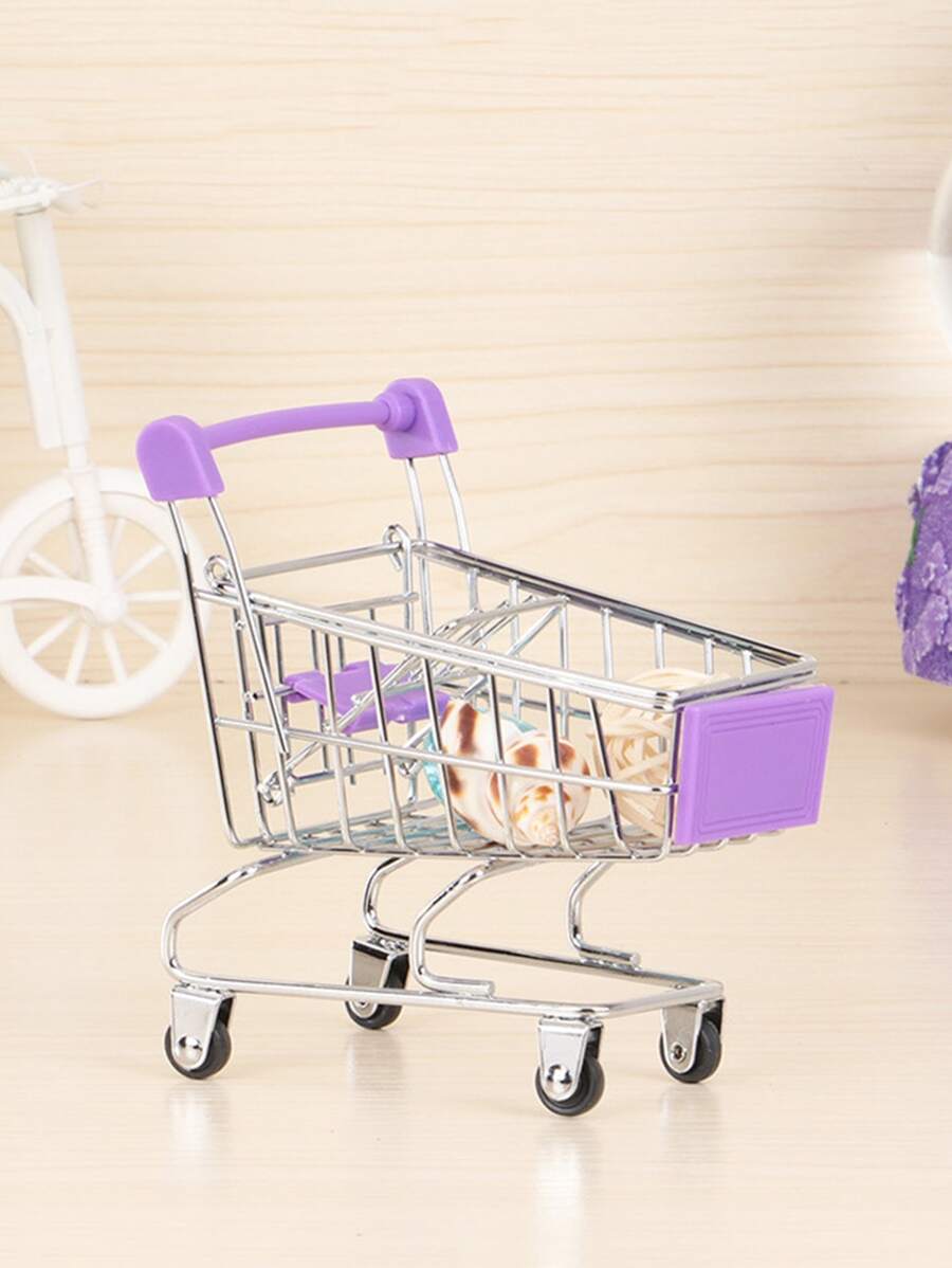 1入組迷你購物車造型裝飾工藝品家居創意鐵藝裝飾品 - 彩色 - 查看 1