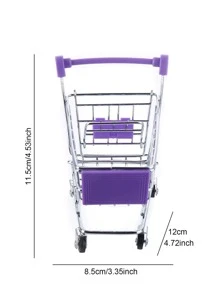 1入組迷你購物車造型裝飾工藝品家居創意鐵藝裝飾品 - 彩色 - 查看 2