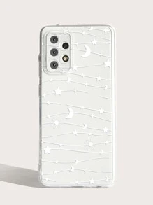 Star & Moon Print Clear Phone Case - White - View 3