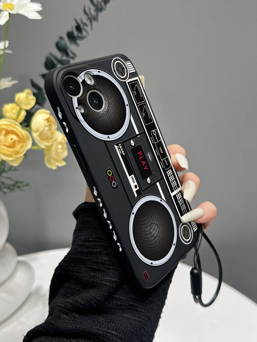 Radio Pattern Phone Case With Lanyard,International Version, Not The Domestic Version - Multicolor - View 1