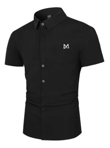 Manfinity Homme 男士字母圖案襯衫 - 黑色 - 查看 3