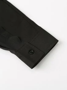 Manfinity Hypemode Men Solid Button Front Shirt - Black - View 6