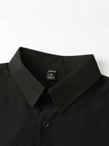 Manfinity Hypemode Men Solid Button Front Shirt - Black - View 8