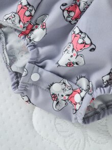 SHEIN 嬰兒女孩卡通圖形荷葉邊連體衣和蝴蝶前掛帶短褲及髮帶